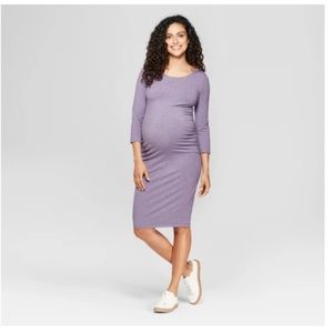 Maternity 3/4 Sleeve Shirred T-Shirt Dress